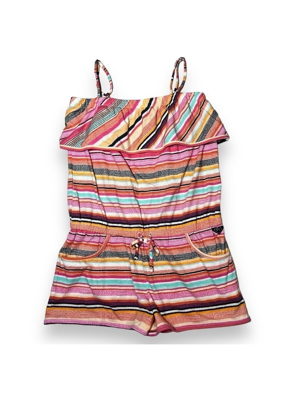 Roxy Girl’s Strappy Romper Multicolor Stripe Size Small